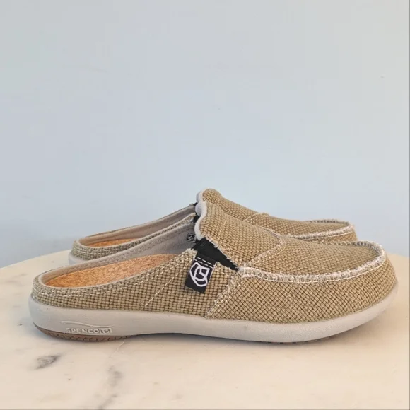 Spenco Siesta Tan Woven Slide Clogs Casual Comfort Shoes - Picture 4 of 14